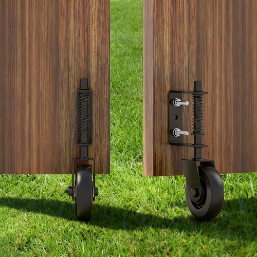 Image of 4.3 inchHeavy Duty Gate Wheel 360 Rotation Gate Wheel with Spring Loaded Shock Absorption Gate Caster Gate Kit for Fence, Farm, Garden and Wooden Gate 150 Lbs Capacity (2Pack)