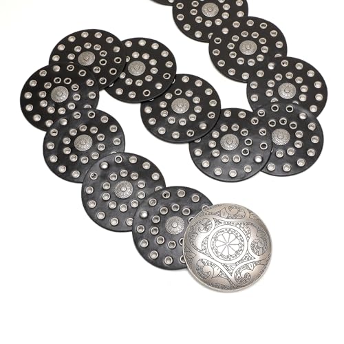 Western Belts for Woman Boho Vintage Disc Cowgirl Belt with Vintage Buckle for Jeans Dresses2