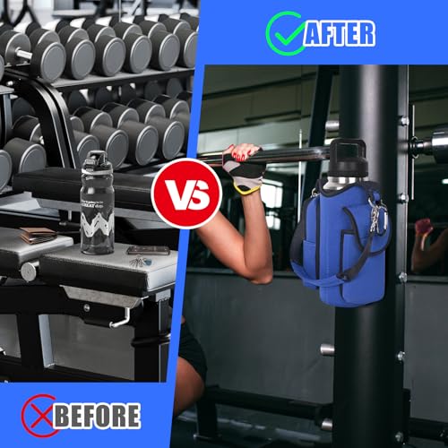 Image of icolor Magnetic Gym Bag Water Bottle Carrier Holder with Phone Pockets & Shoulder Strap,Gym Magnetic Bag 5 Built-in Magnets Gym Accessories Organizer Pouch Sling Sleeve for Men Women