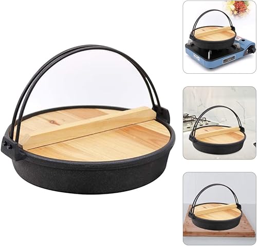 Miniatura 3 de Hemoton Sukiyaki - Olla de hierro fundido con tapa olla caliente Shabu Shabu Shabu para fideos Nabe olla de cocina japonesa de 71in olla caliente de