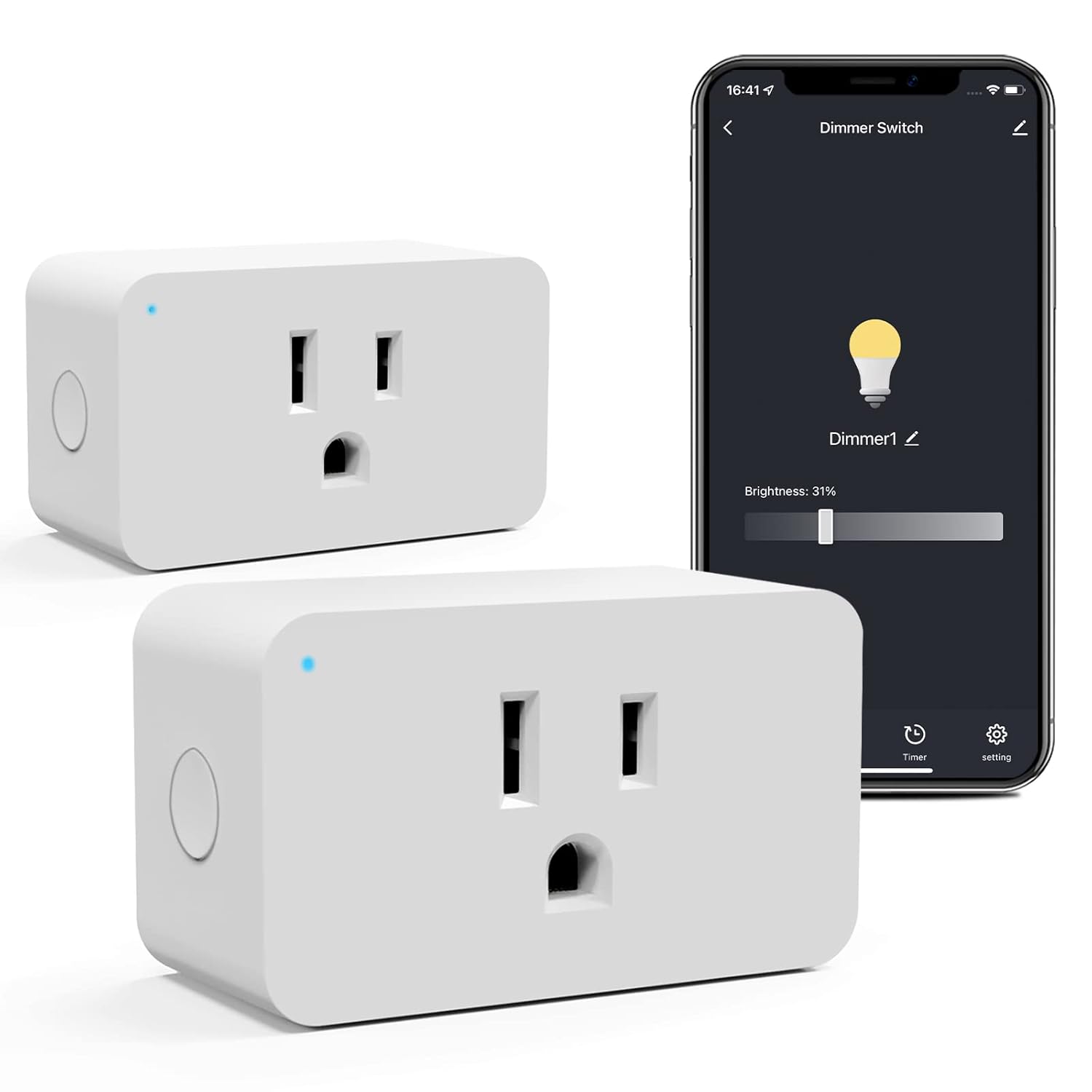 WiFi Smart Dimmable Plug 2 Pack, Smart Plugs for Voice Control, Mini Dimmer Switch Outlet Dimmable LED, CFL, Halogen and Incandescent Bulbs, Lamps, 2.4GHz, No Hub Required WiFi Smart Dimmable Plug 2 Pack, Smart Plugs for Voice Control, Mini Dimmer Switch Outlet Dimmable LED, CFL, Halogen and Incandescent Bulbs, Lamps, 2.4GHz, No Hub Required