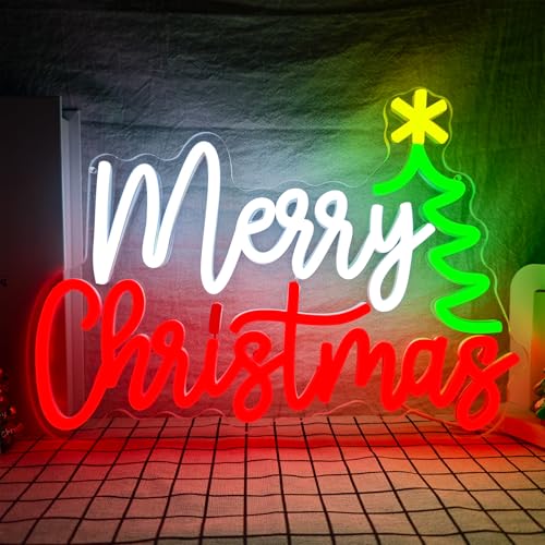 Image of LED Neon Light for Wall Decor - Dimmable Acrylic Neon Sign Merry Christmas Light up Sign for Xmas Party Decor Gifts