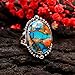 Spiny Oyster Turquoise Gemstone 925 Sterling Silver Handmade Statement Stacking Ring Jewelry Gift for Wife Girlfriend Mom Sister Daughter (8.5)
