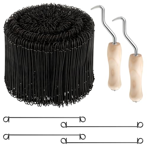 Alffun 1000 Pcs Double Loop Rebar Wire Bar Ties And 2 Pcs Rebar Tie Tools Set, 16 Gauge 6 Inch Black Soft Annealed Rebar Tie Wire For Concrete Construction Diy Projects