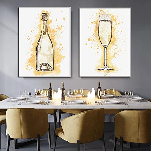 Affiches sur toile KEBIA verre à vin abstrait art mural moderne de haute qualité