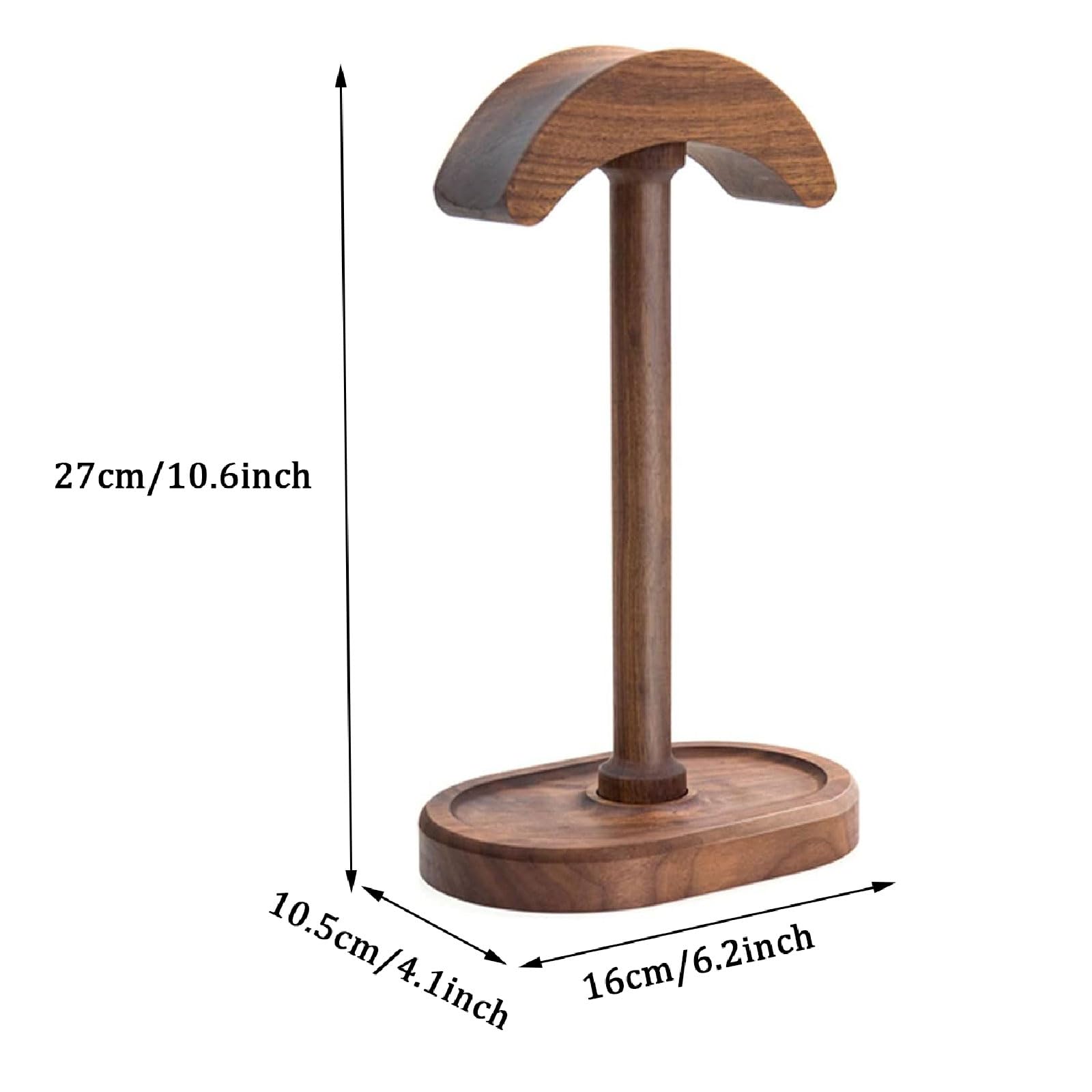 TOMRAIN Soporte para Auriculares de Madera Maciza, Soporte para Auriculares de Escritorio, Soporte para Auriculares de Nogal Negro, Colgador de Auriculares Multifuncional para Todos los Auriculares