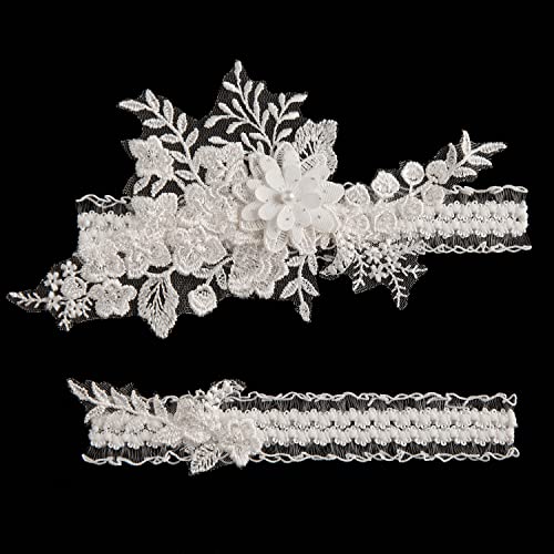 2 Pieces Wedding Garter Set for Bride with Stretchy Soft Lace Band PGT4004