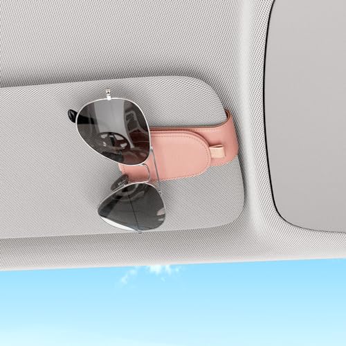 Image of Sotfamily Sunglass Holder for Car Visor, Pink, 2 Packs | Suede Cloth, Magnetic, Organizer for Car Accessories