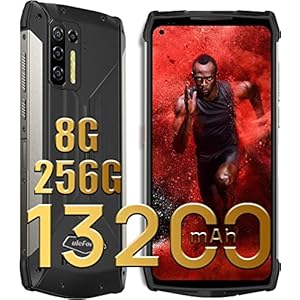 Ulefone Power Armor 13 Rugged Smartphone, 13200 mAh batterij IP68 smartphone, Helio G95 processor 8 GB + 256 GB Android 11 smartphone, 48 MP + 8 MP vier camera’s 6,81 inch FHD scherm zwart