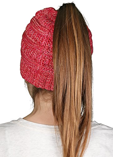 Image of Funky Junque BeanieTail Children's Ponytail Messy Bun Beanie Solid Ribbed Hat