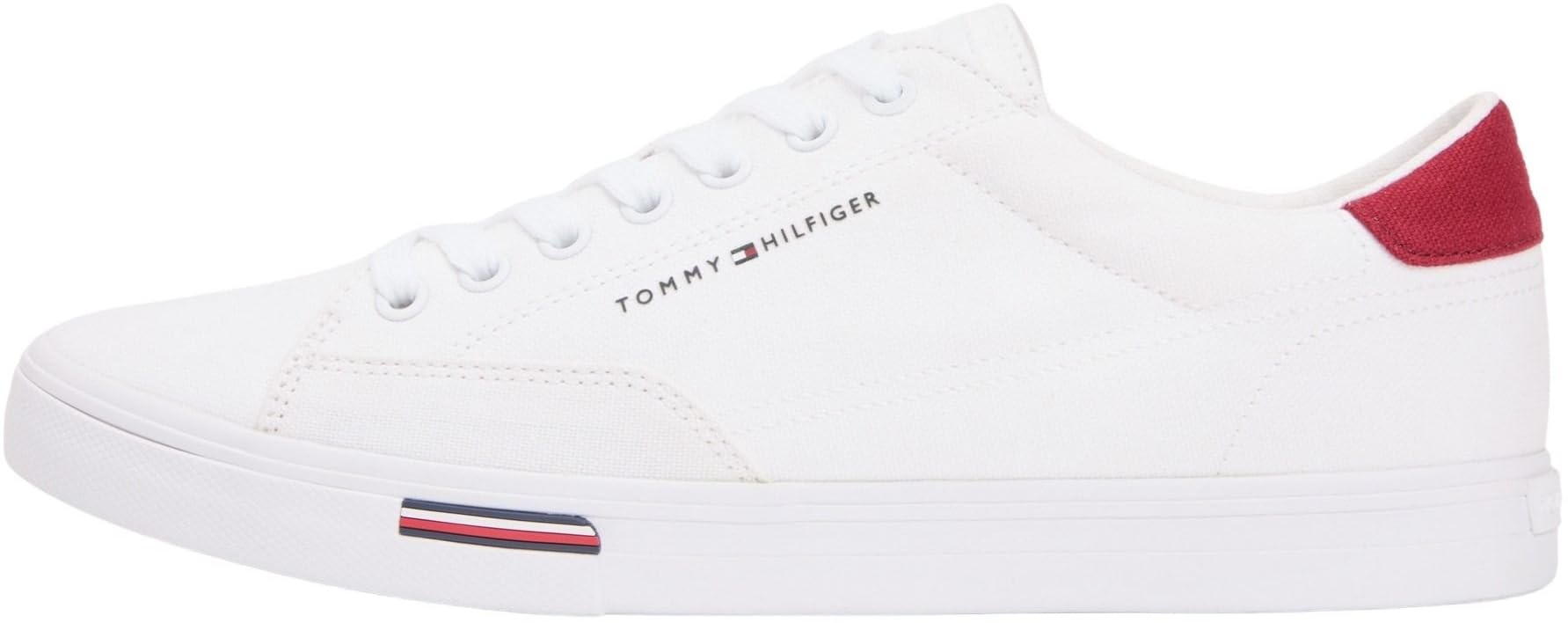 Tommy Hilfiger Men's Vulc Core RWB Long Lace CVS FM0FM05813 Low Top, White (White), 8