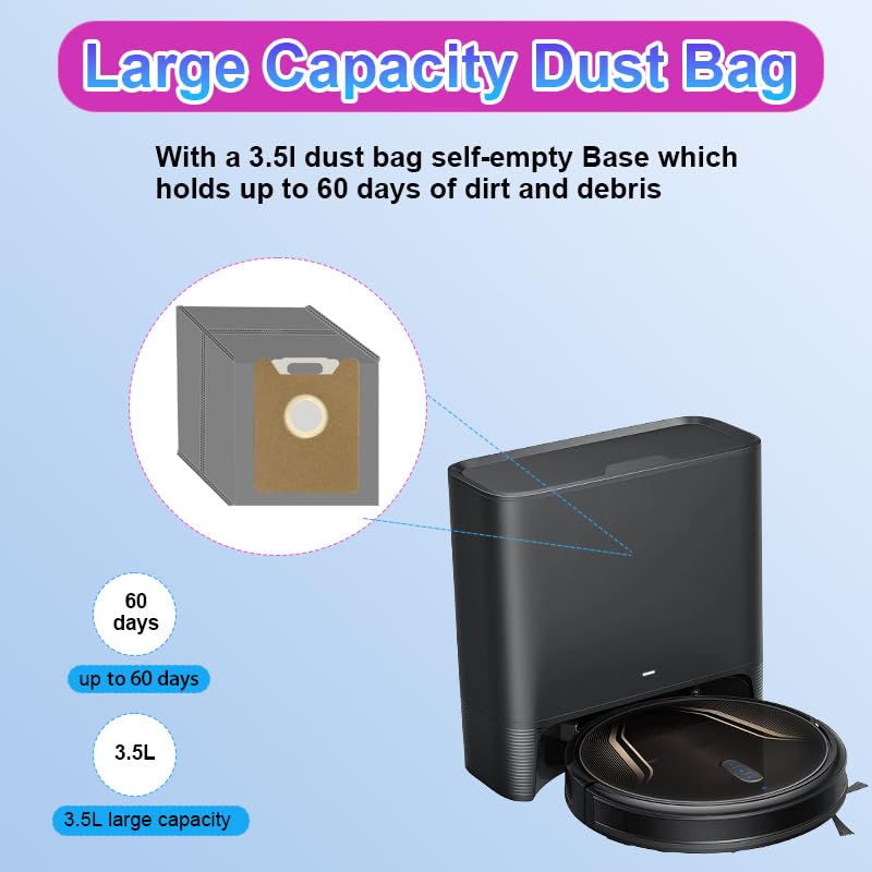 Image of 8 Pack Dust Bags Accessories Replacement Compatible with Eufy Clean G40+ G40 Hybrid+ G35+ Auto-Empty Station Robot Vacuum Cleaner Replacement Parts, Grey
