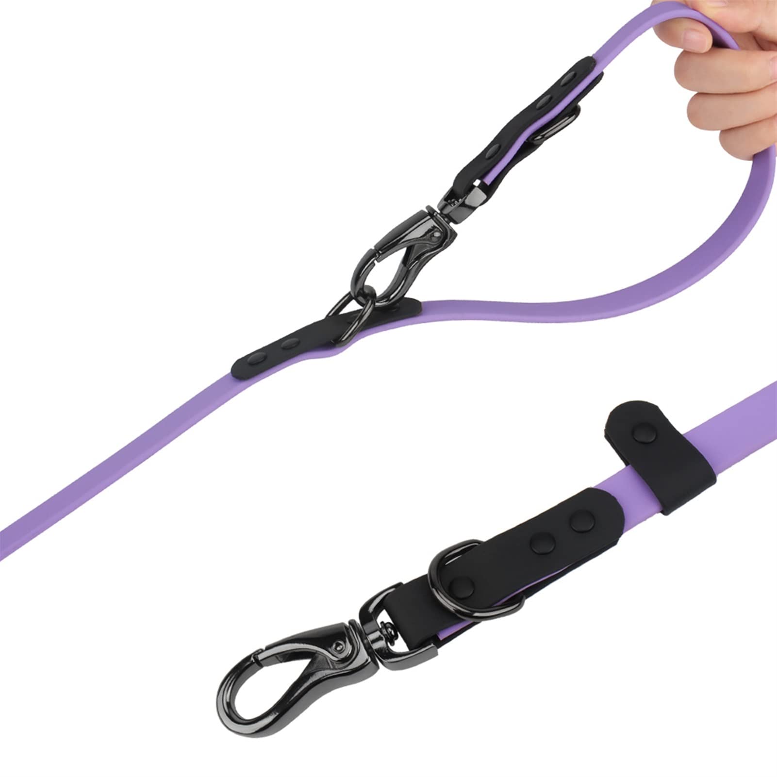 Wasserdichtes Hundehalsband Aus PVC, Multifunktional, Doppelköpfige Haustierleine, Robuste Und Langlebige Hundeleine for Mittelgroße Und Große Hunde (Color : Blue)