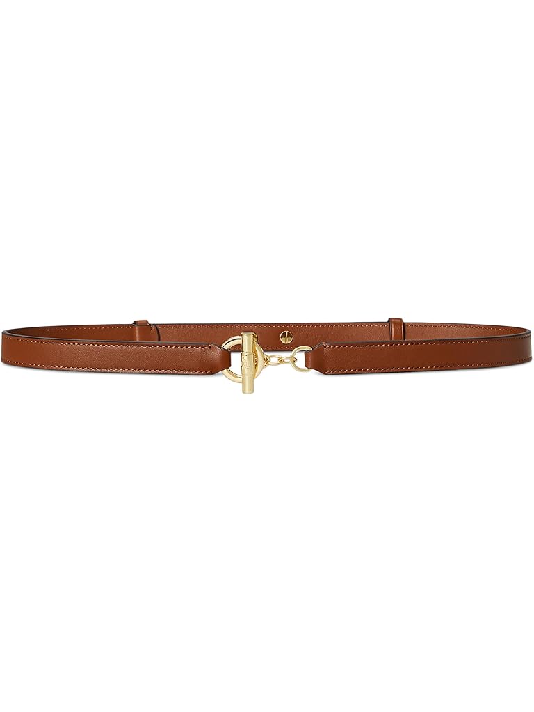 Tan Lauren Ralph Lauren Leather Toggle Skinny Belt