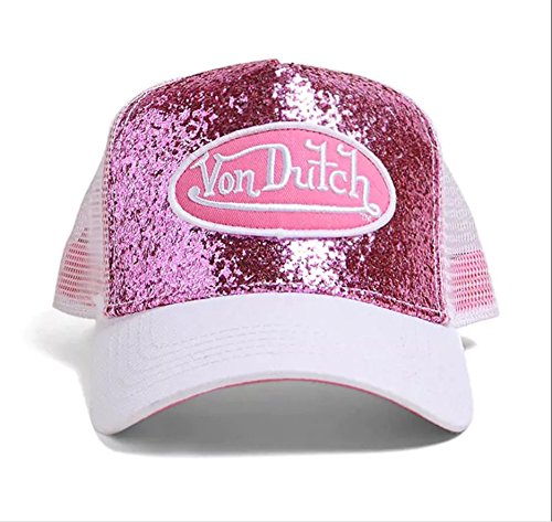 Von Dutch Trucker Sparkle Cap with Logo Patch (Pink VDHT227