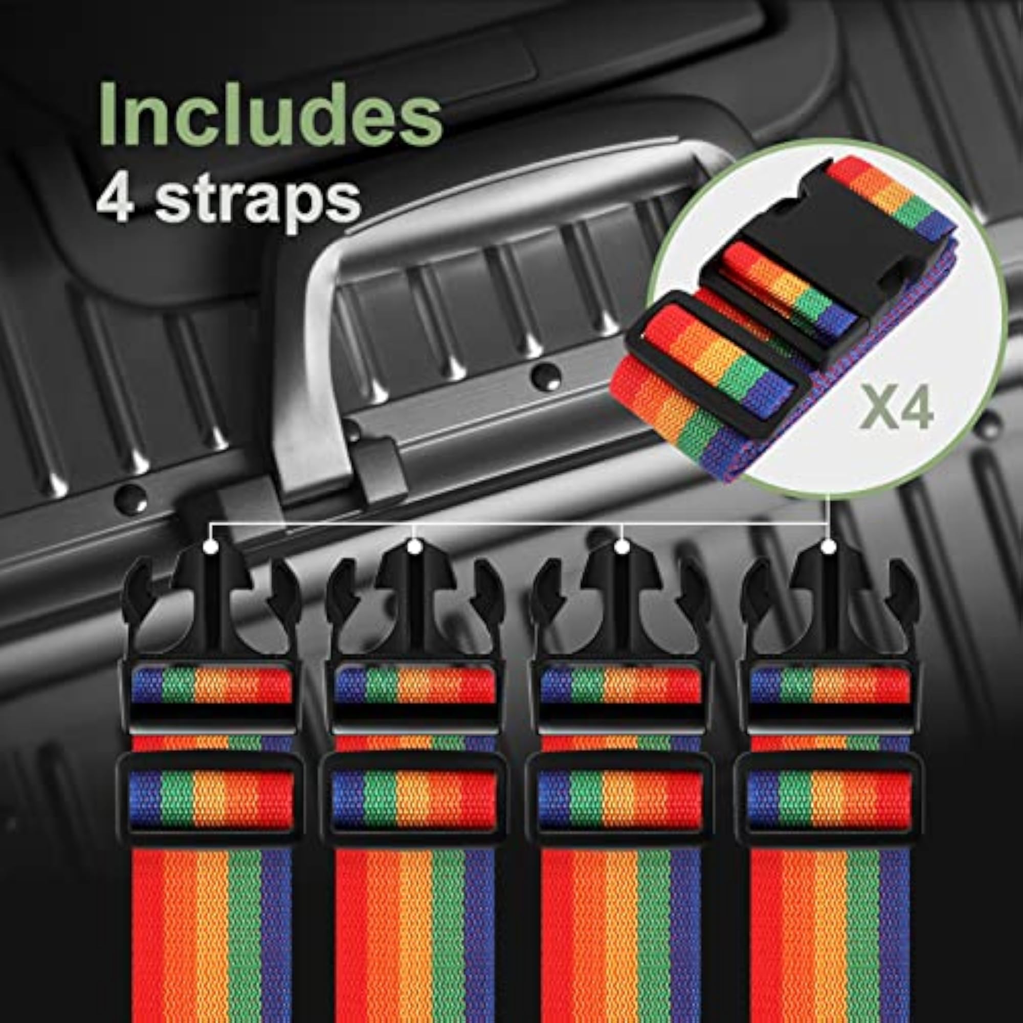 Pack of 4 Adjustable Luggage Straps