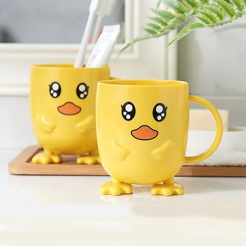 Miniatura 3 de Soporte irrompible para pasta de dientes para cepillo de dientes de 11.5 fl oz para niños, tazas de dibujos animados de pato para agua, leche, jugo,