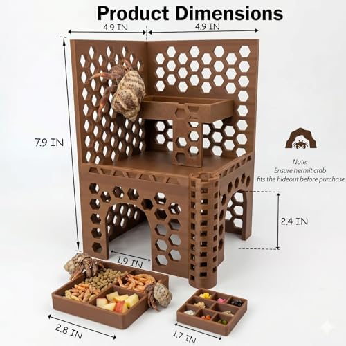 Hermit Crab Climbing Toys and Hideout,Multi-Functional Climbing Wall & Habitat Tank Accessories | Dual-Tower Hermit Crab Foraging Cave with Feeding Dish,Hermit Crabs Climbing Habitat and Enrichment — 사진 3