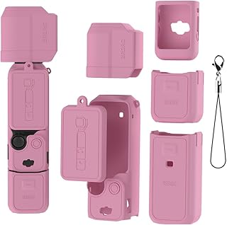 DJI Osmo Pocket 3 - Funda de silicona con protección completa y protector de lente de cámara, color rosa