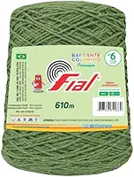 Barbante Fial N°6 Colorido 600g para Crochê e Tricô Macio (Verde Oliva - 46)