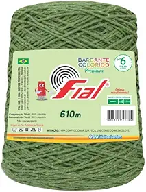 Barbante Fial N°6 Colorido 600g para Crochê e Tricô Macio (Verde Oliva - 46)