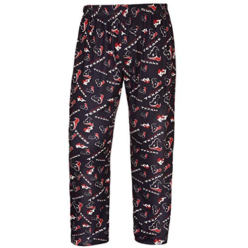 NFL Houston Texans Repeat Logo Print Polyester Sleepwear Pants, Large, Team Color
