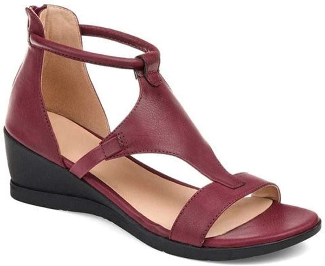 YHQZNLXQ Sandalias de Plataforma ortopédicas de Verano para Mujer con Cremallera Sandalias de cuña para Mujer Peep Toe Cómodos Zapatos de Viaje para la Playa