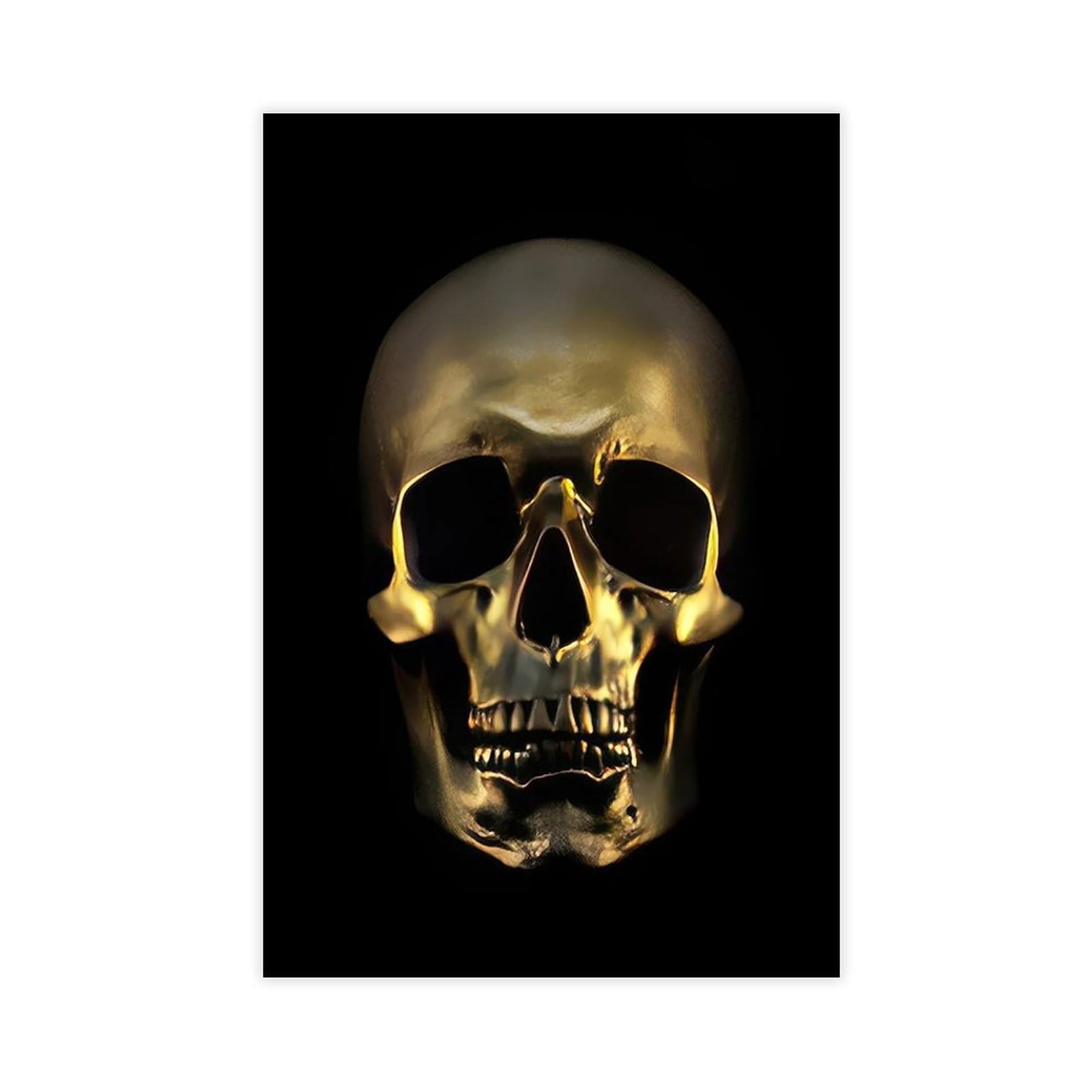 Bareronor Golden Skull Poster Canvas Poster Bedroom Decor Landscape Office Room Decor Gift 24" L X 36" W