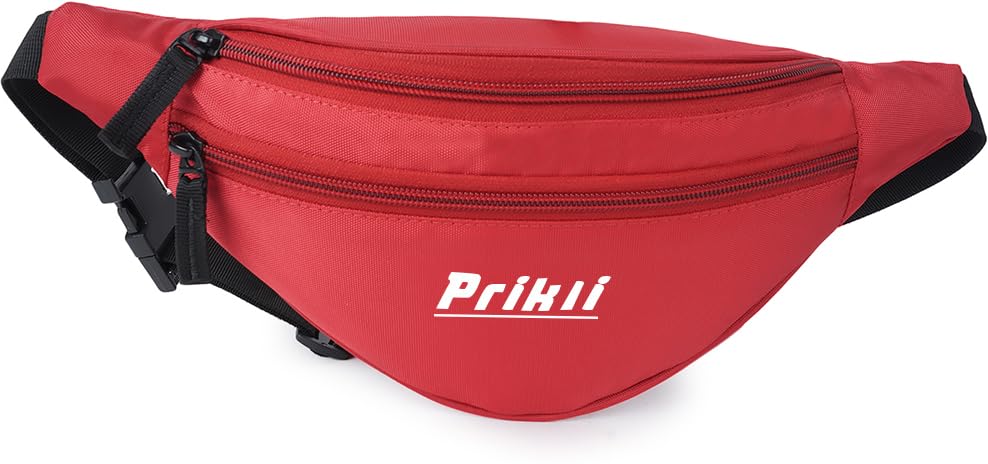 Prikli Document Phone Belt Sport Bag for Men and Women Travel Waist Bag(RED) Waist Bag for Men Women,Stylish Chest,Fanny Pouch,Belt Sport Bag Hiking,Trekking (Red)