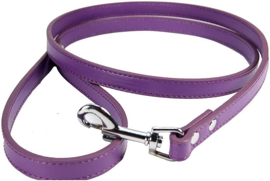 Vibrant Leather Dog Lead for Puppy Dogs in 3 Sizes - for Small Medium & Large Pet Bright Colour Leash (Purple, Large (120cm x 2cm)) - Image 3