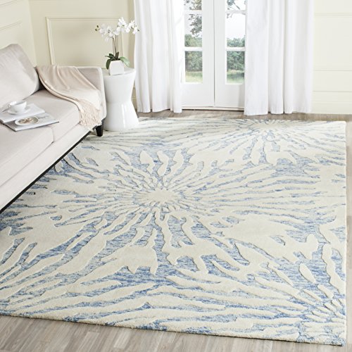 SAFAVIEH Bella Collection 8' x 10' Dark Blue/Ivory BEL129B Handmade Premium Wool Area Rug