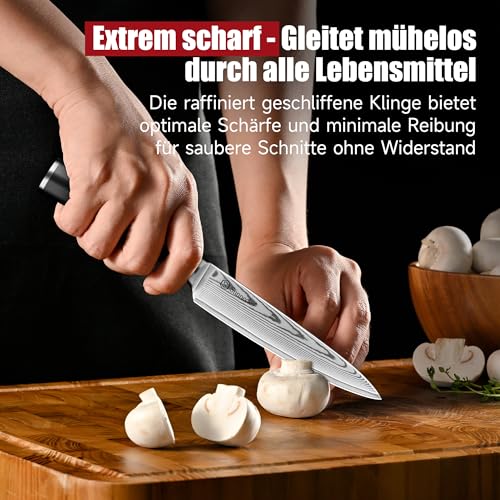 Sunnecko Damast Allzweckmesser 13CM, Rostfrei Damastmesser – Ansicht 3