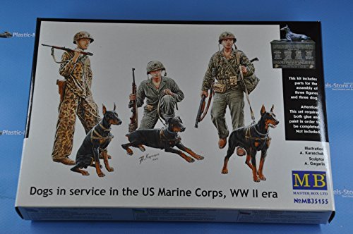 Dogs in Service in the US Marine Corps, 3 figuras + 3 perros miniatura 2