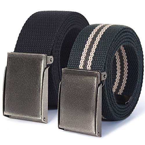 Image of Mile High Life Canvas Web Belt | Cut to Fit Up to 52 inch | Flip-Top Matte Silver Nickel Buckle 12 Colors