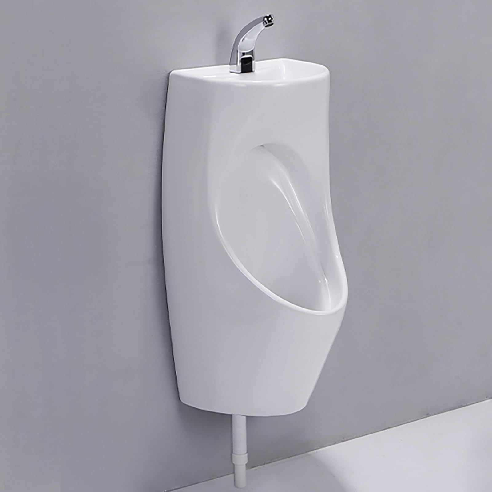 GTHTUHFD Urinals For Men Spill Proof, With Wash Basin And Faucet, Ceramic Urinals, Urinals For Men Spill Proof Nighttime, Urinals For Men Bathroom, Outdoor Urinal,White-Floor,White-Floor drainage
