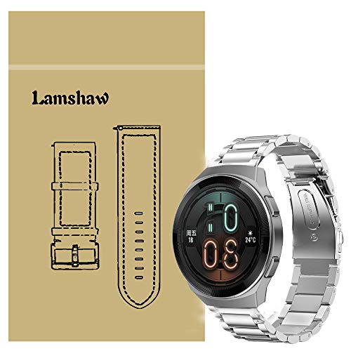 Lamshaw for Huawei Watch GT2e バンド, ステンレス メタル ベルト 交換バンド 対応 HUAWEI Watch GT2e 46mm (シルバー)