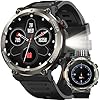 Military Smart Watch for Men（Bluetooth Calling）, Fitness Watch with Flashlight,Compass,960mAh Battery,120+ Sports,SpO2 Heart Rate Sleep Monitor,Step Counter,IP68 Waterproof Smartwatch for iOS Android