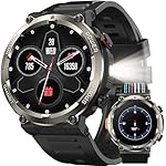 Military Smart Watch for Men（Bluetooth Calling）, Fitness Watch with Flashlight,Compass,960mAh Battery,120+ Sports,SpO2 Heart Rate Sleep Monitor,Step Counter,IP68 Waterproof Smartwatch for iOS Android