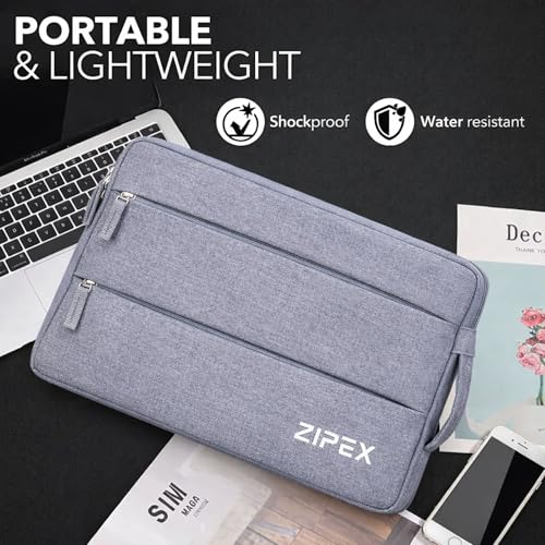 Image of 360 Protective 14 Inch Laptop Sleeve Case for All 13-14 Inch Laptops with 2 Front Pockets & Carry Handle | Compatible with HP, DELL, Asus, MacBook Devices | Water-Resistant | Grey
