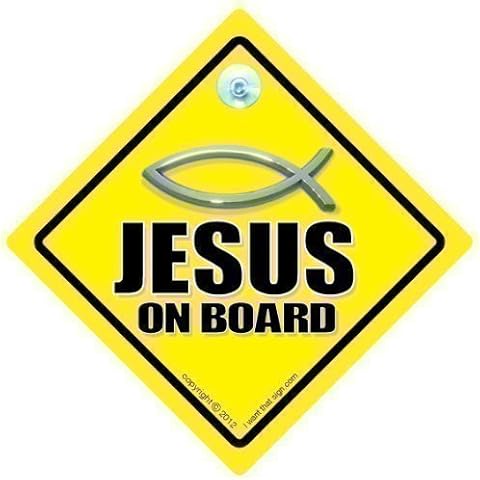Jesus on Board, Jesus On Board Car Sign, Jesus On Board Sign, Christian Car Sign, Christian Fish Sign, Christ Car Sign, Religious Car Sign, Baby on Board Sign Style, Bumper Sticker, Baby On Board, Decal, Faith, Jesus, Christ, God Cover