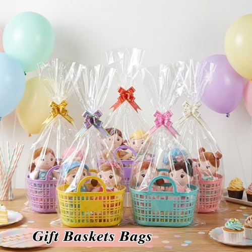 Image of woric 60PCS Cellophane Gift Bags 12x18 Inch Clear Treat Bags | with Twist Ties Cellophane Wrap for Cookie Bakery Candy Small Gift Basket Party Favor Baby Shower Birthday Fall Teacher Gifts