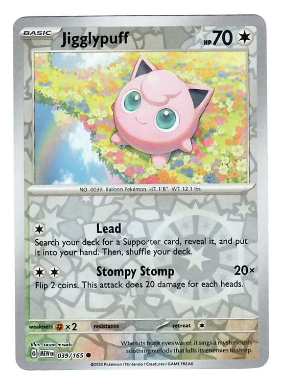 Pokemon - Jigglypuff 039/165 - Pokemon 151 - Reverse Foil - Single Card