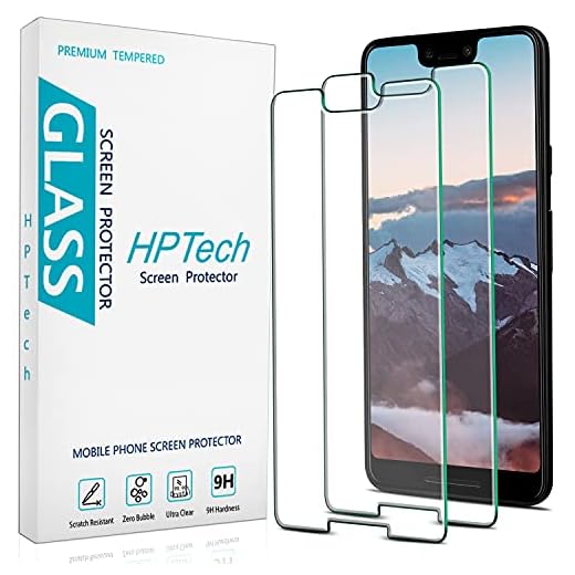 HPTech 2-Pack Screen Protector For Google Pixel 3 XL Tempered Glass, Easy to Install, Bubble Free, 9H Hardness