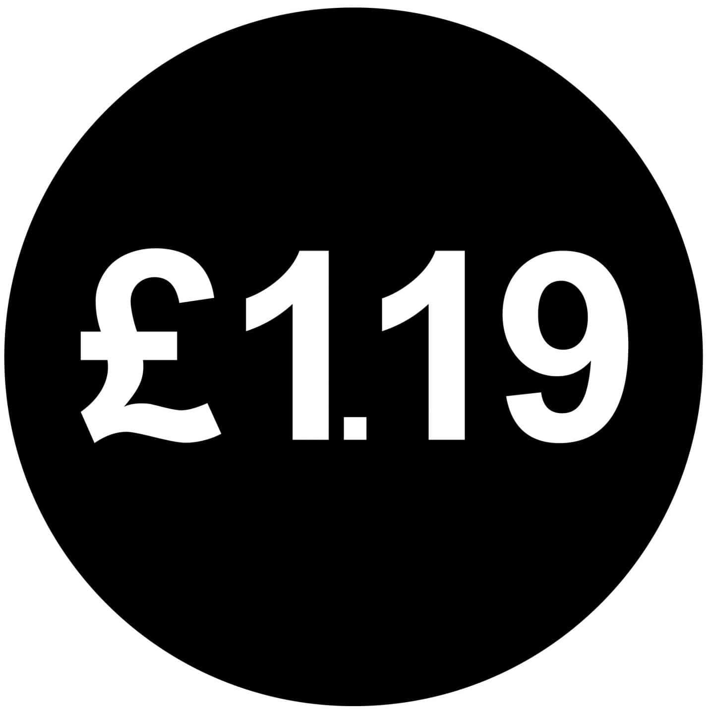 £ Black Price Stickers - 30mm, £1.19, 2000 — image 1