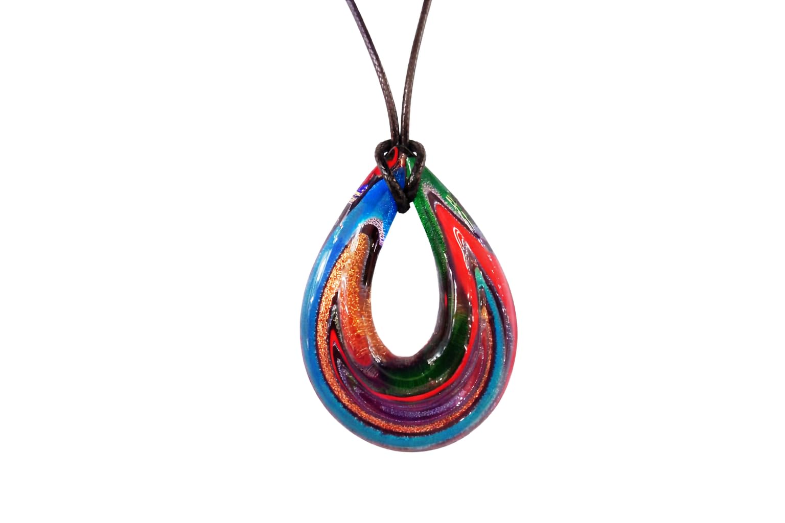 sakshi Murano Glass Teardrop Pendant | Multicolor Design for Women & Girls | 5 cm Height, 14 gms