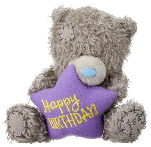 Me to You Tatty Teddy with Happy Birthday Star - Official Collection,Blue,grey,purple,11 x 8 x 9 cm; 40 Grams