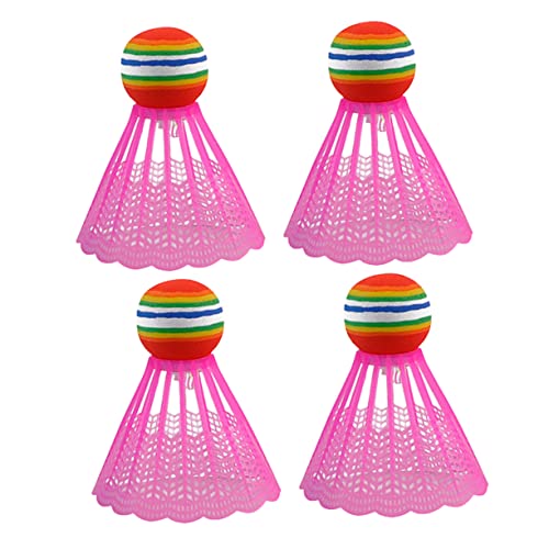 POPETPOP Outdoor Led Badminton Shuttlecocks 4pcs Pink Nylon Birdies Night Visibility Perfect for School Family Games