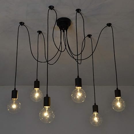 WAGXIyU Retro Edison Meters Line Vintage Chandelier Loft Lustre DIY Adjustable Living Room for Kitchen Restaurant Ceiling Pendant Lamp 6/8/10 Multiple Adjustable Light (Size : 6-Lights) Good Made WAGXIyU photo 2