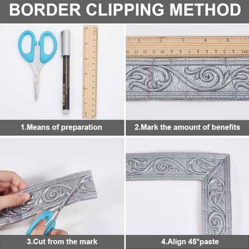 CRASPIRE Moldagem de coroa cinza claro 3D descascar e colar molduras flexíveis acabamento borda bord