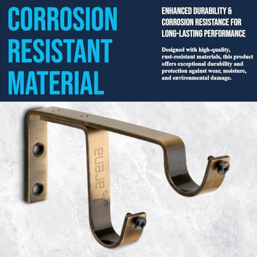 Image of Arena Curtain Rod Support Vintage Style Double Curtain Rod Holders / Window Curtain Holder with Antique Brass Finish for Curtain Accessories (CB242) (Pack of 10)